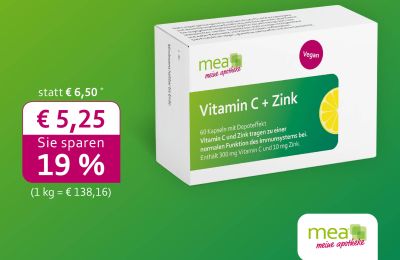 mea Vitamin C + Zink Depot Kapseln: Oktober-Angebot in der Rabenfels-Apotheke Herten